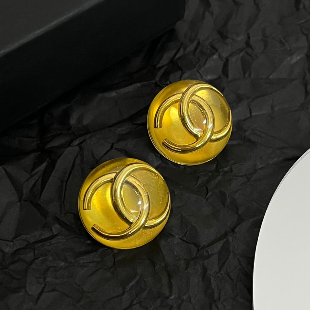 Chanel Vintage Yellow Crystal 18K Gold Earrings product image 1, provided for visual reference and product detail review