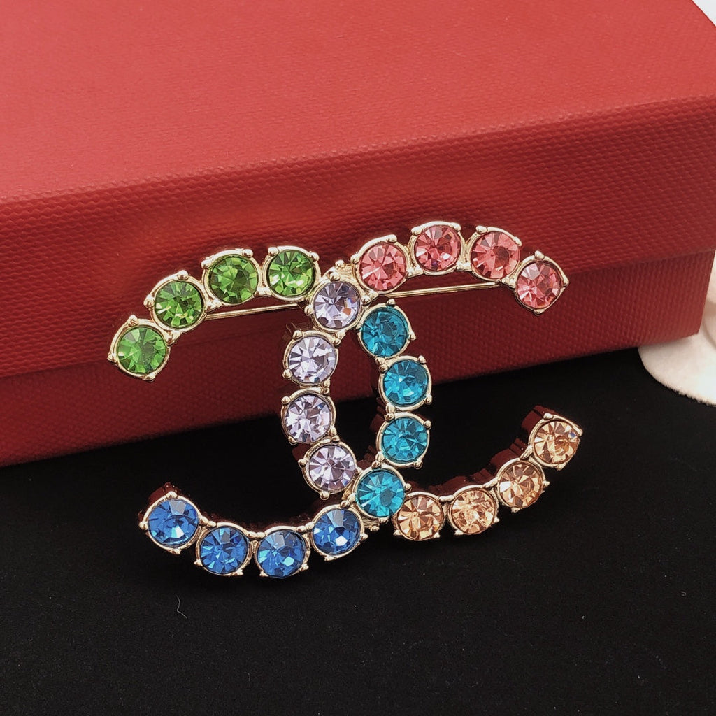 Chanel Color Crystals 18K Gold Brooch product image 5, provided for visual reference and product detail review