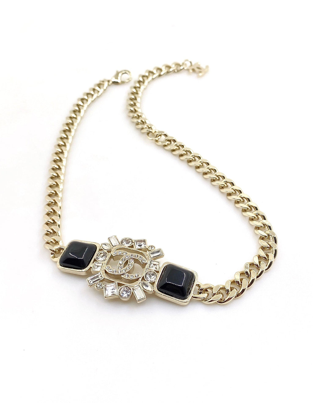 Chanel Black Crystals Chain 18K Gold Necklace product image 6, provided for visual reference and product detail review