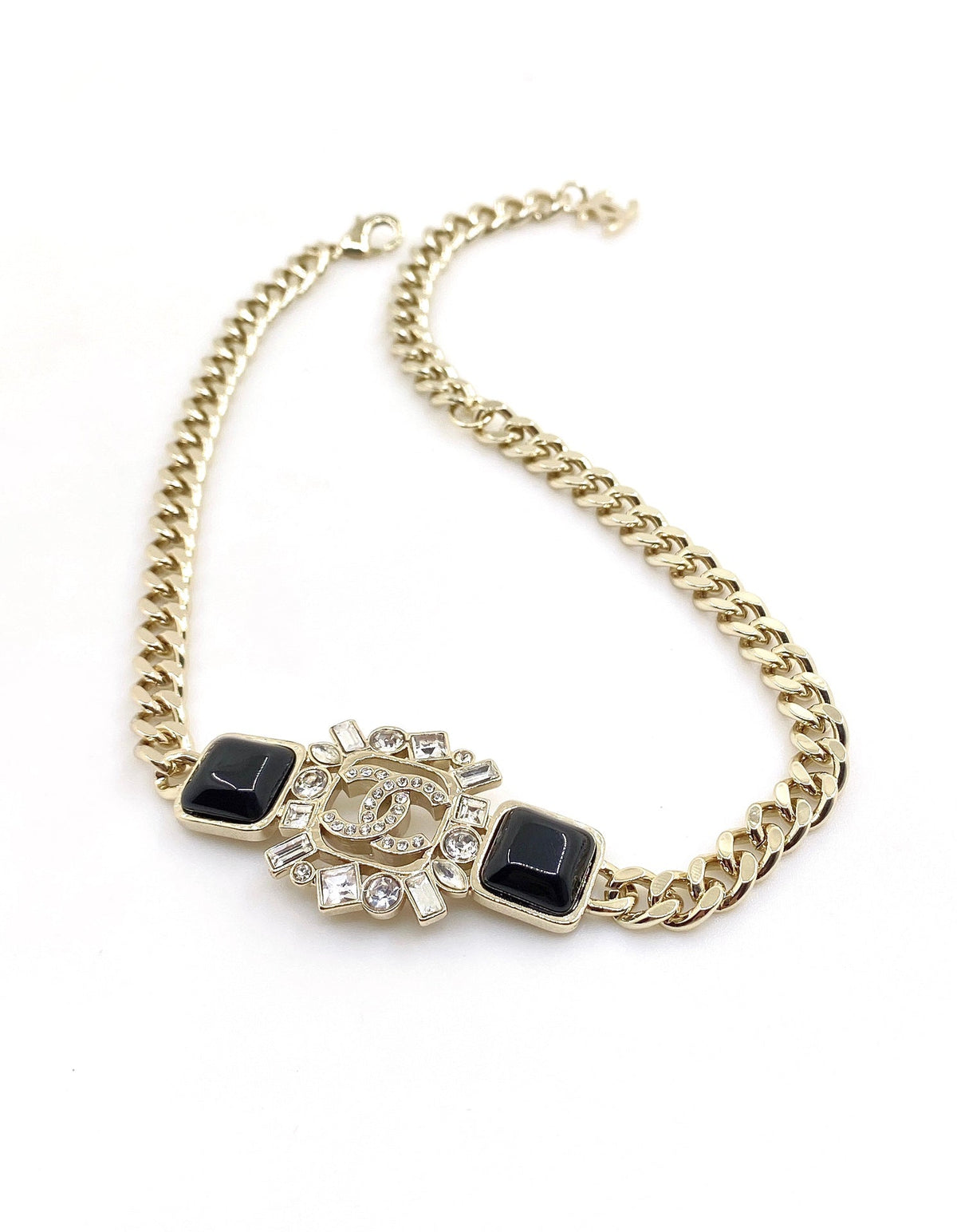 Chanel Black Crystals Chain 18K Gold Necklace product image 6, provided for visual reference and product detail review