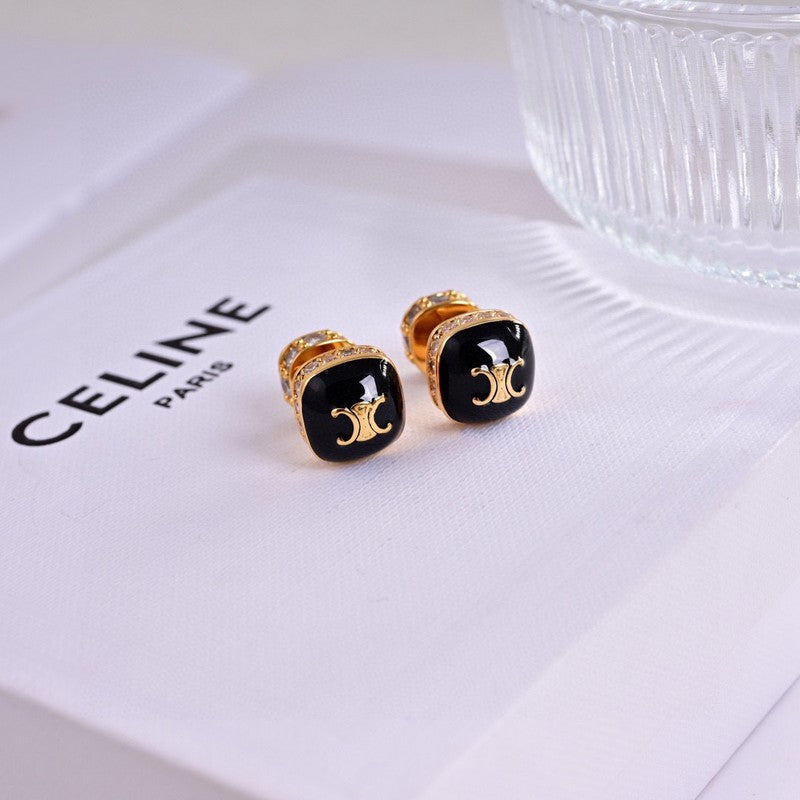 Celine Color Square 18K Gold Earrings product image 5, provided for visual reference and product detail review