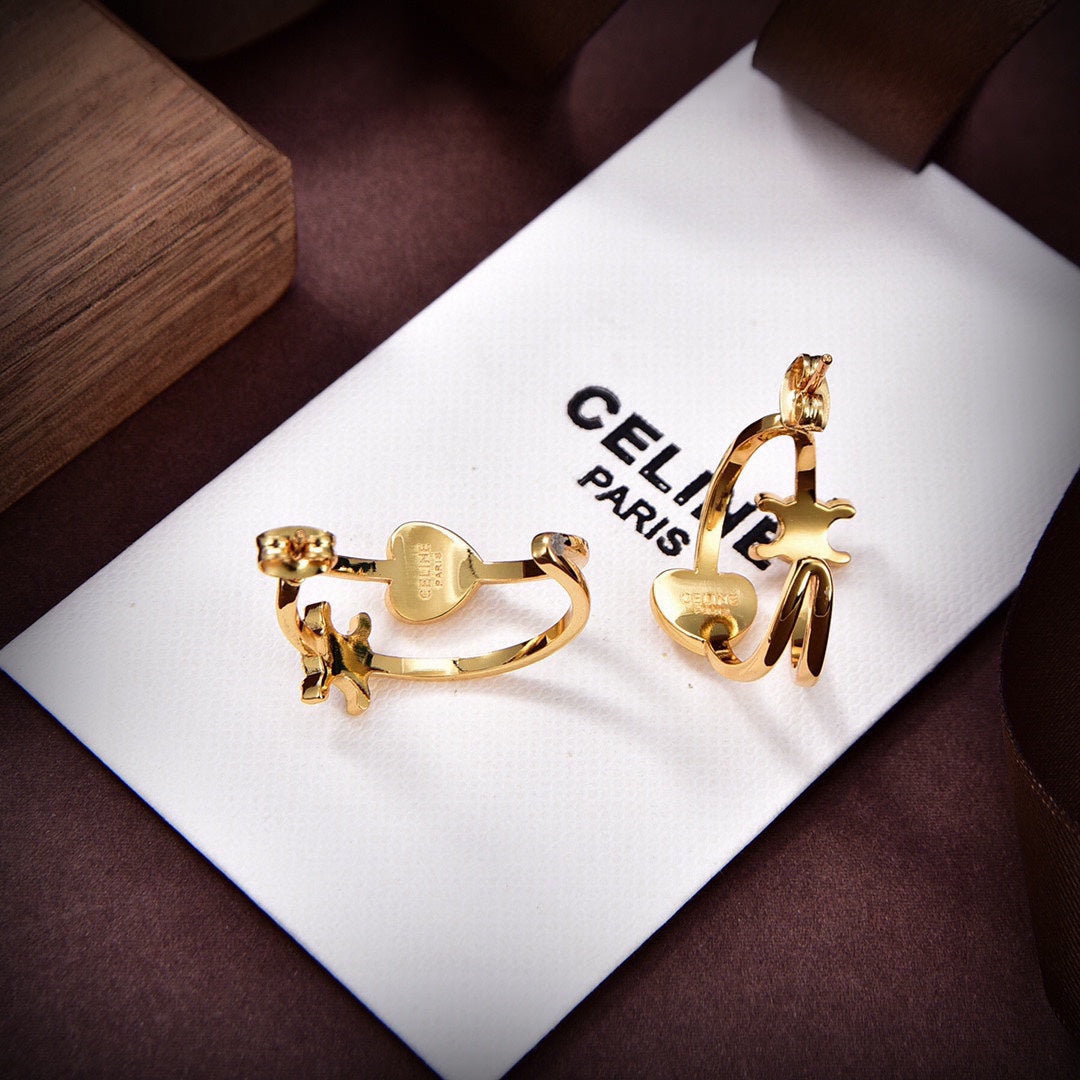 Celine Heart 18K Gold Earrings product image 4, provided for visual reference and product detail review