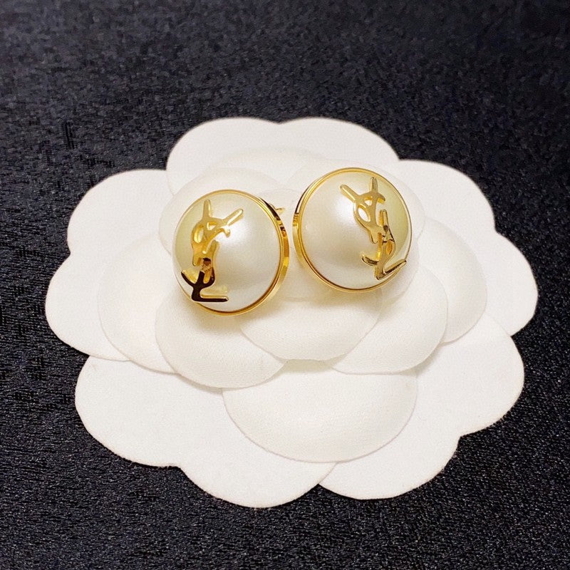 YSL White & Red 18K Gold Earrings product image 3, provided for visual reference and product detail review