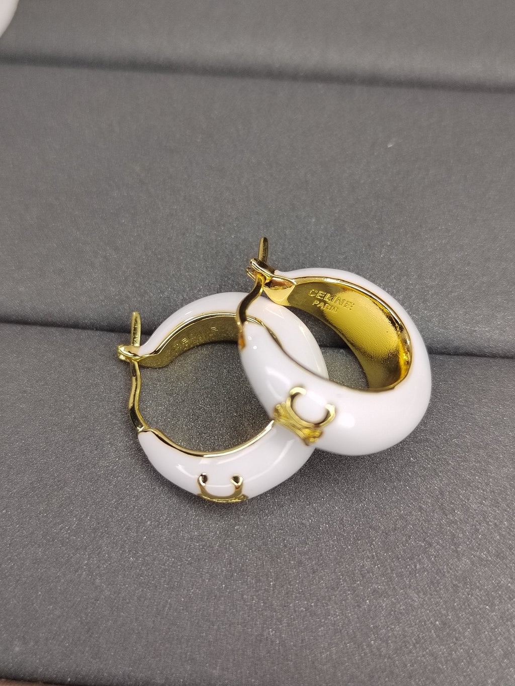 Celine White Pearl 18K Gold Earrings product image 4, provided for visual reference and product detail review