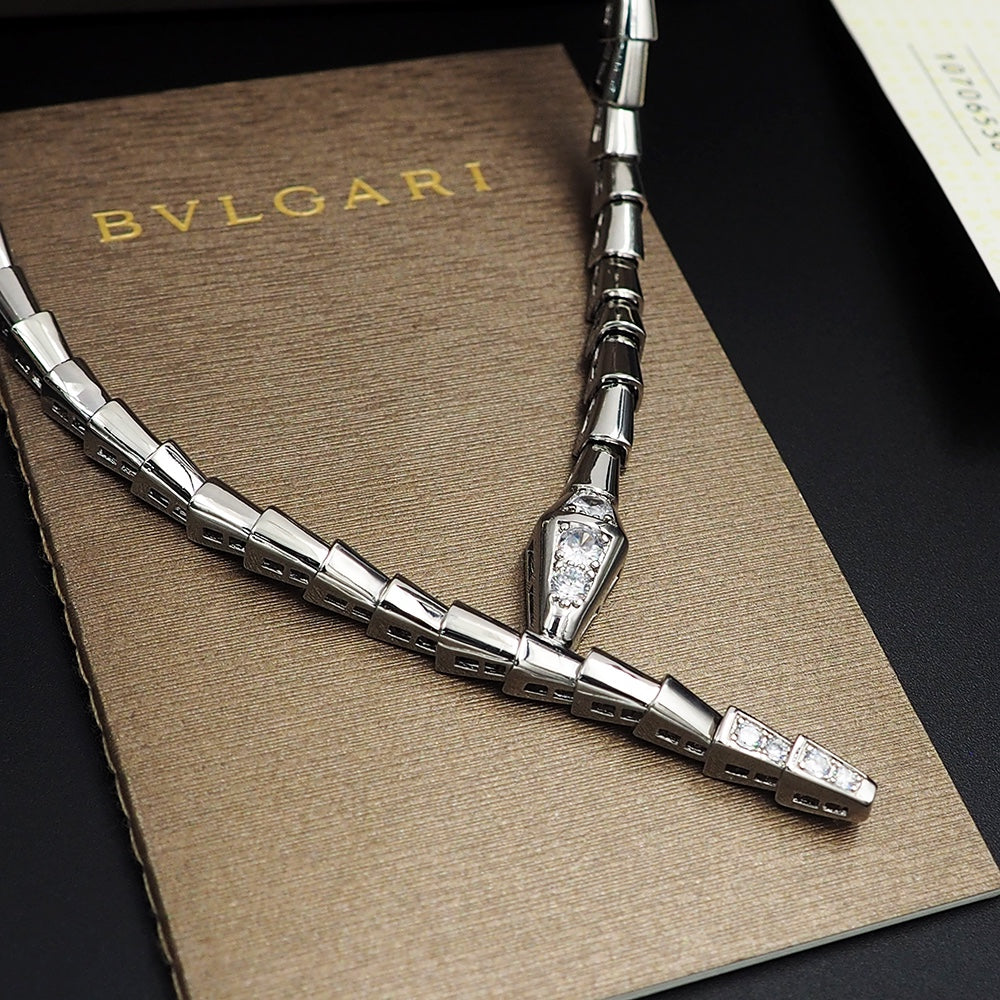 Bvlgari Serpenti Viper Demi-Pave Diamonds 18K Gold Necklace product image 7, provided for visual reference and product