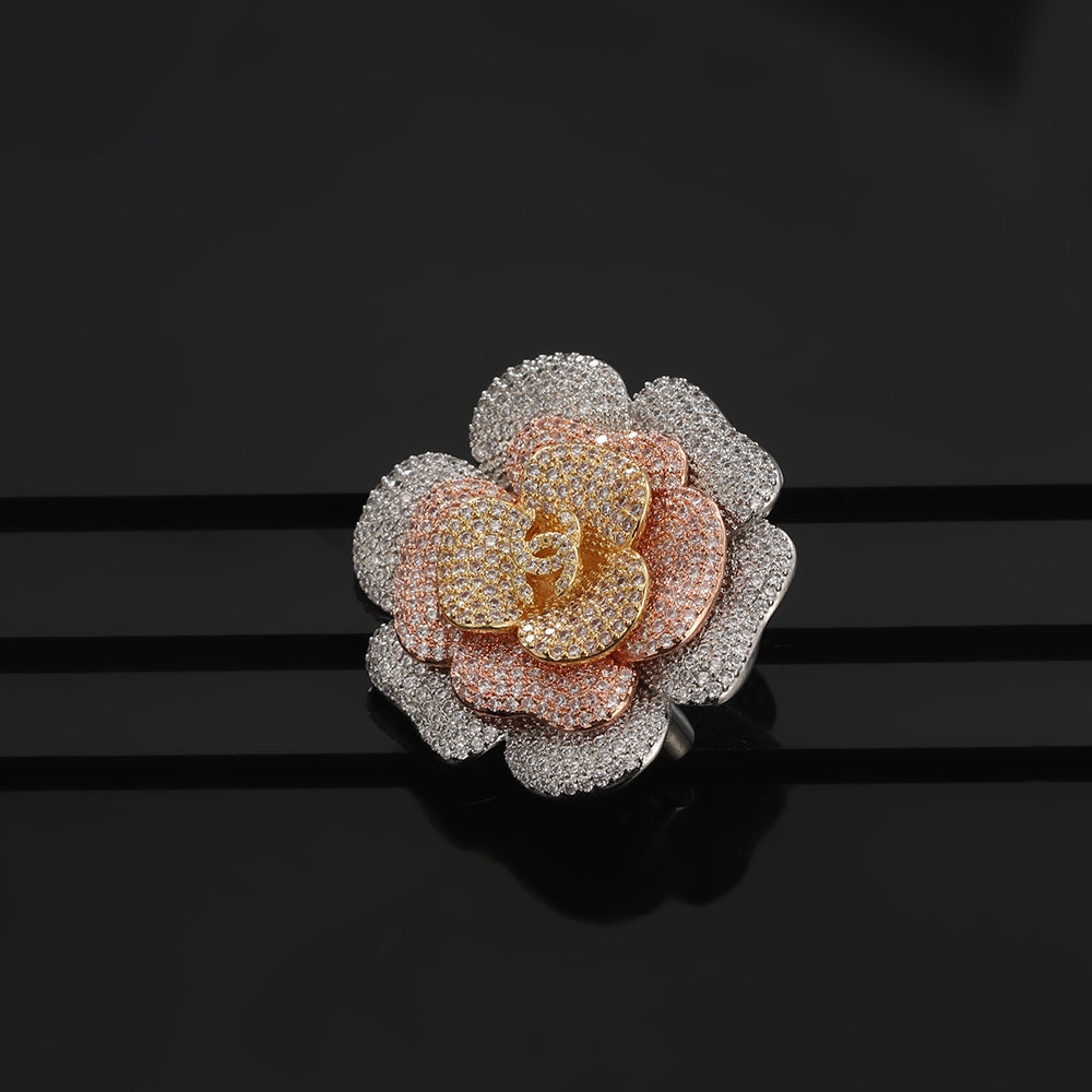 Chanel Camellia Pink Diamonds 18K Gold Brooch product image 5, provided for visual reference and product detail review