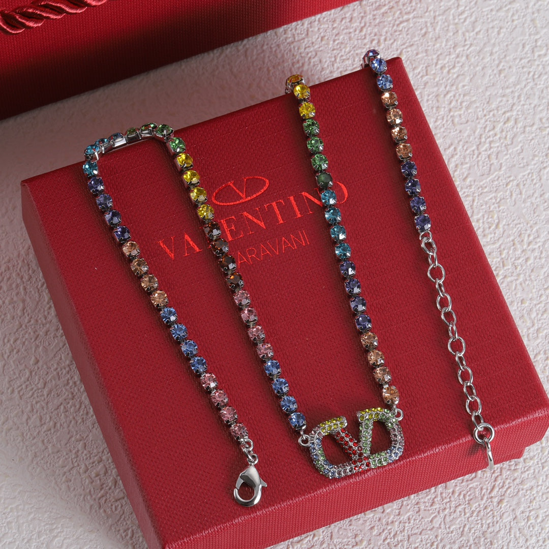 Valentino Multi-Color Crystals 18K Gold Necklace product image 6, provided for visual reference and product detail review