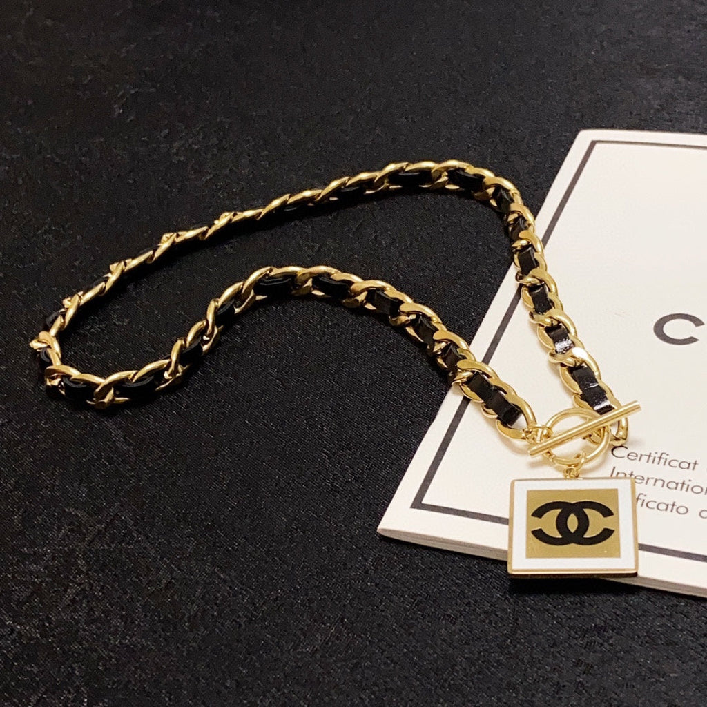 Chanel Leather Choker 18K Gold Necklace product image 6, provided for visual reference and product detail review