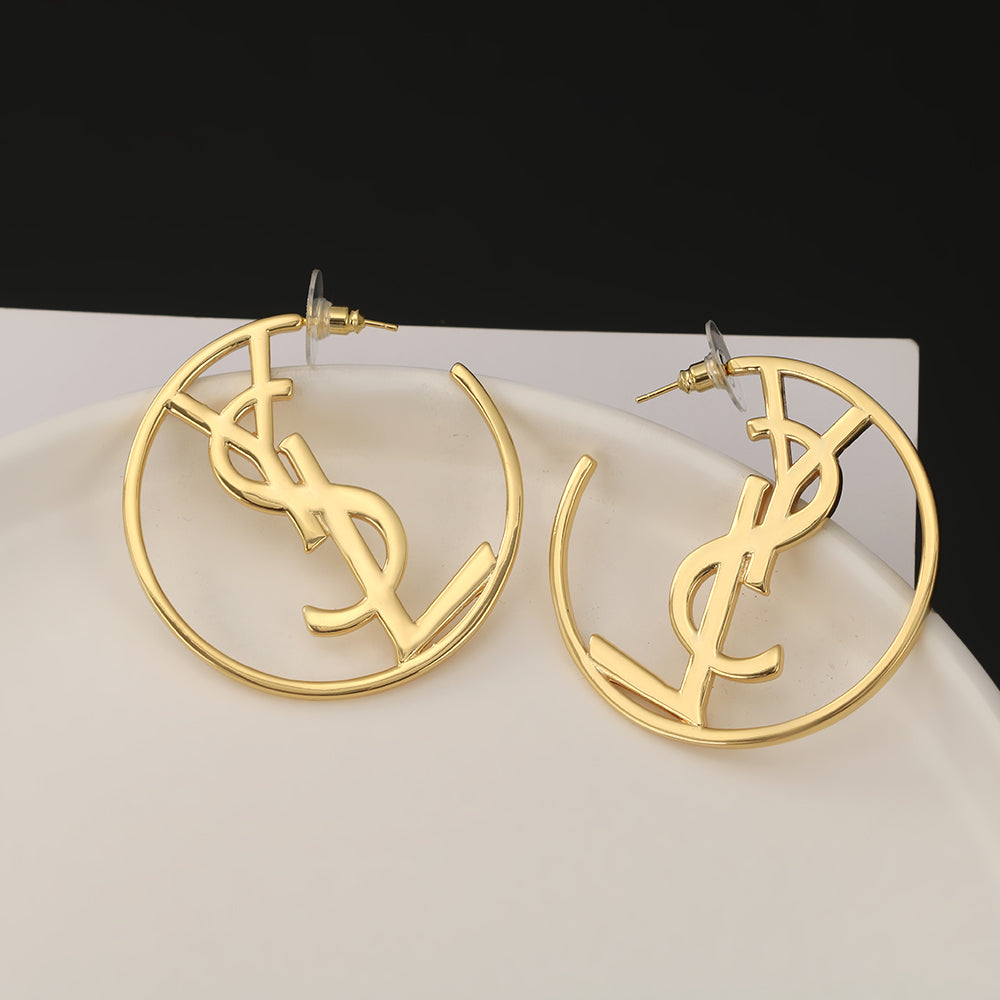 YSL Monogram 18K Gold Earrings product image 5, provided for visual reference and product detail review
