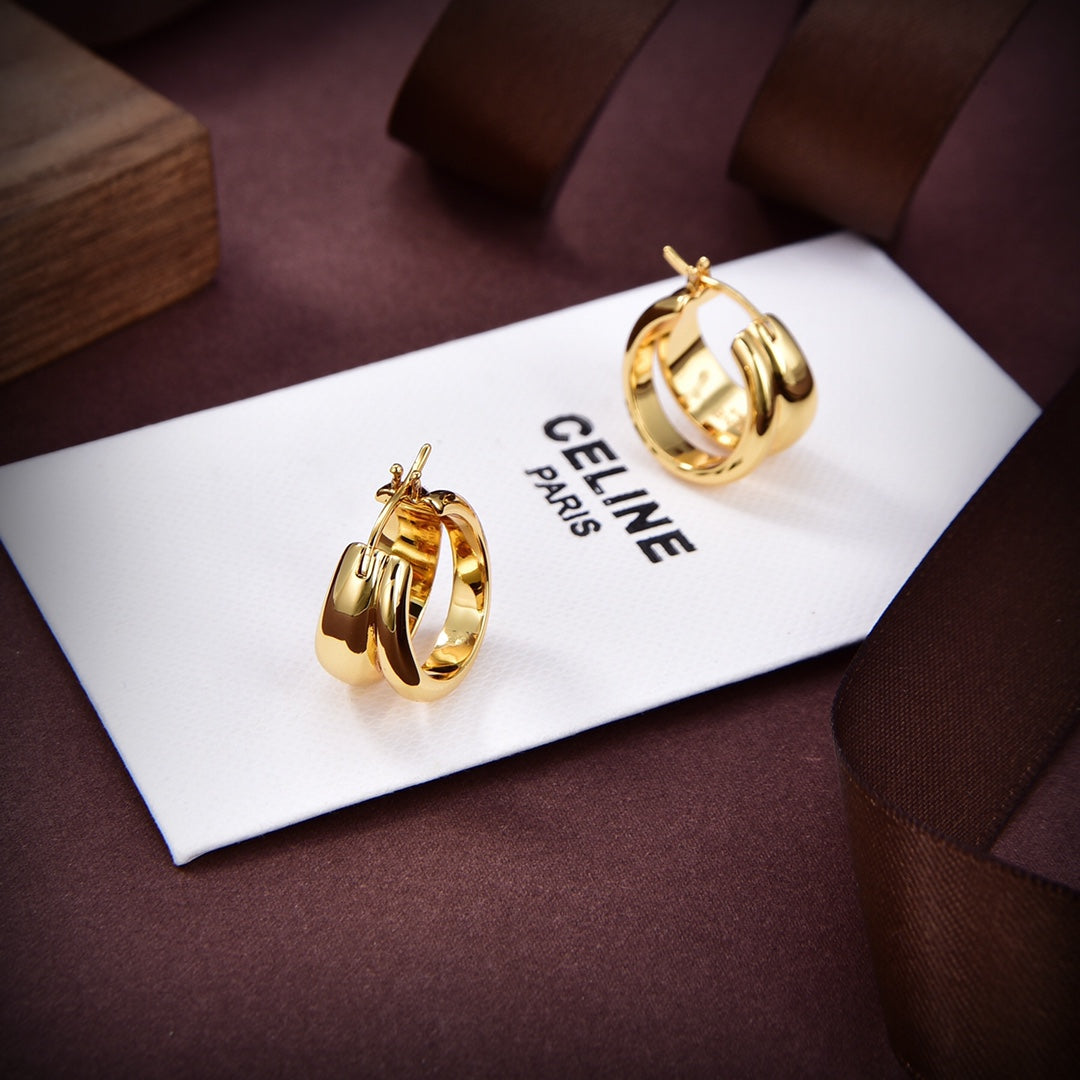 Celine Formes Abstraites Hoops 18K Gold Earrings product image 5, provided for visual reference and product detail review