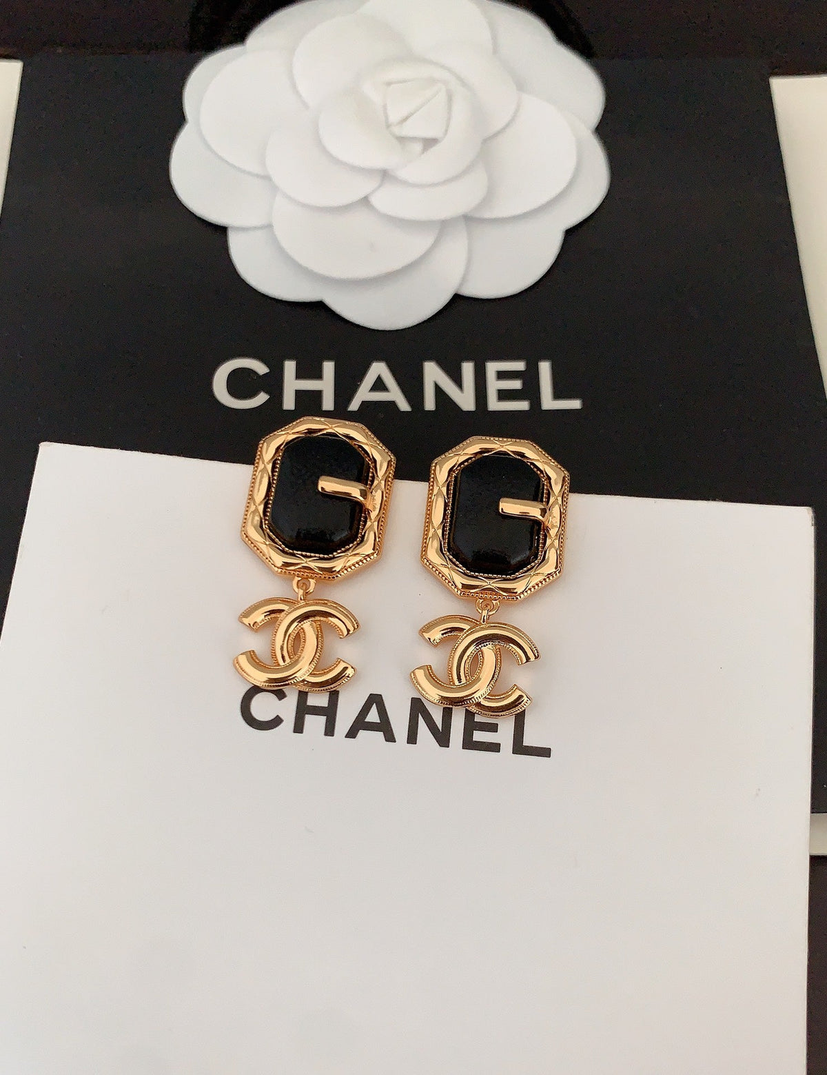 Chanel Pendant Leather 18K Gold Earrings product image 5, provided for visual reference and product detail review