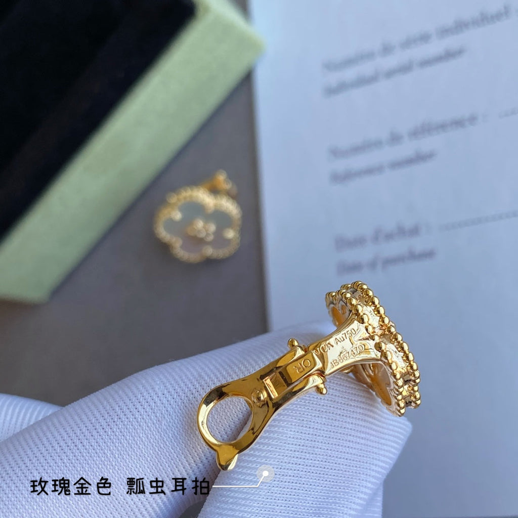 Lucky Spring Plum Blossom 18K Gold Earrings product image 7, provided for visual reference and product detail review