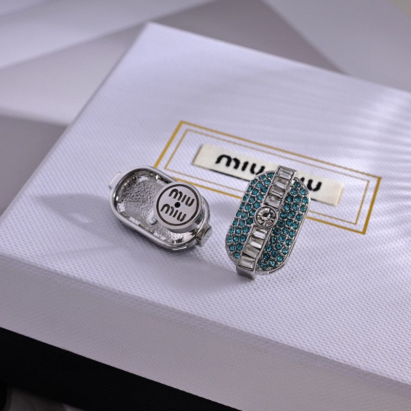 Miu Green Crystals 18K Gold Earrings product image 3, provided for visual reference and product detail review
