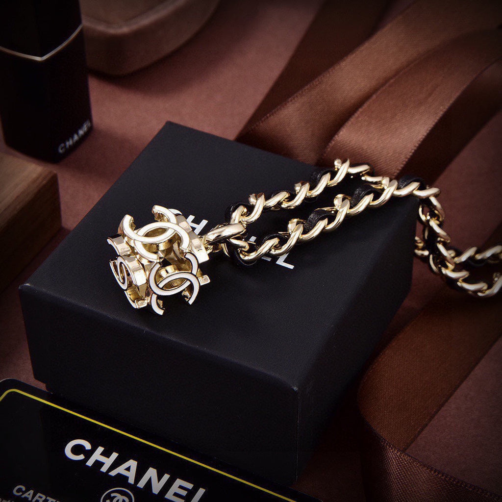 Chanel Leather Choker 18K Gold Necklace product image 6, provided for visual reference and product detail review