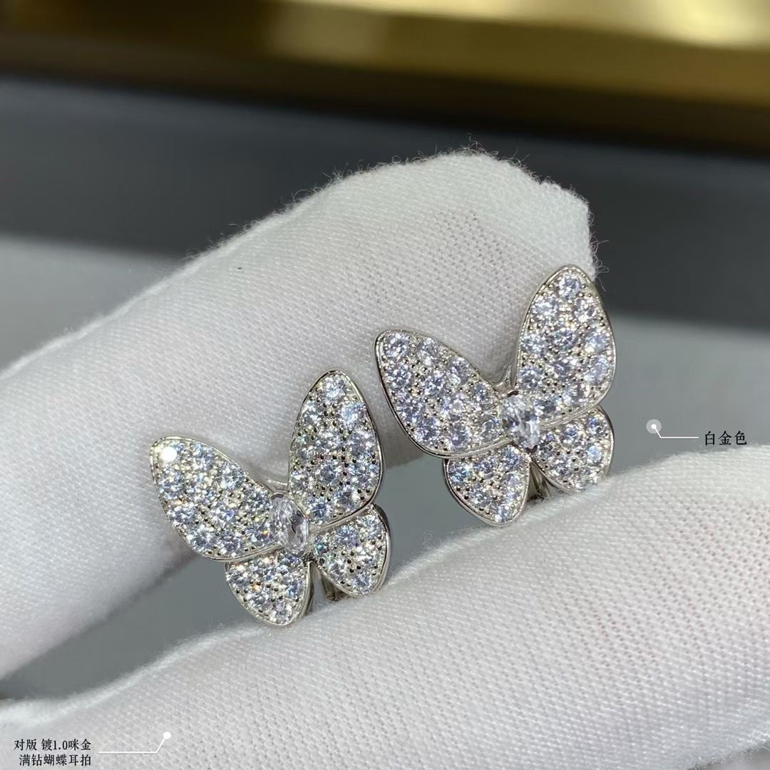 Two Butterfly Diamonds 18K Gold Earrings product image 4, provided for visual reference and product detail review
