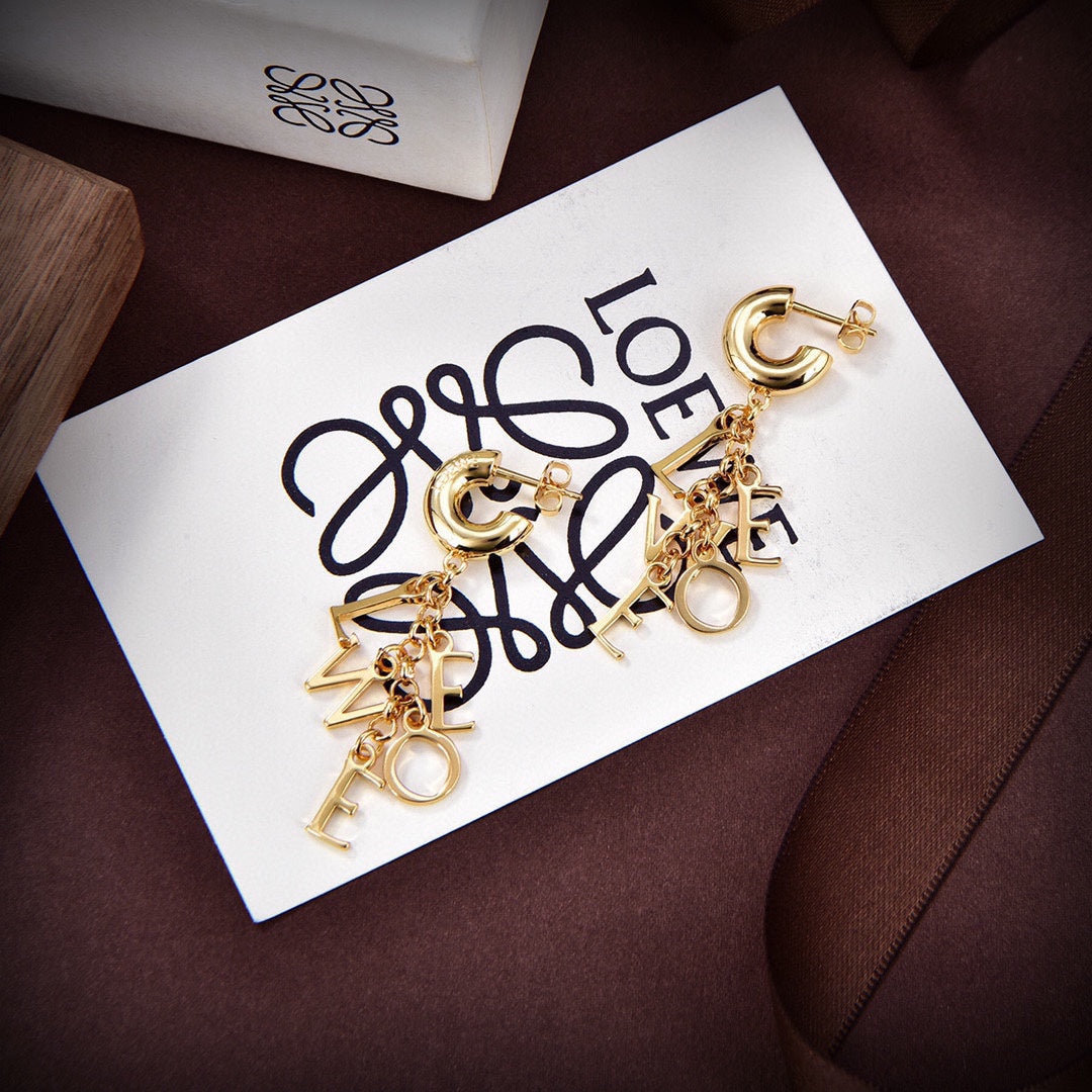 LOEWE Anagram Script 18K Gold Earrings product image 5, provided for visual reference and product detail review