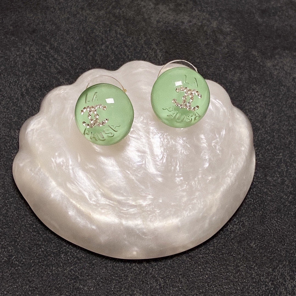 Chanel Green 18K Gold Earrings product image 9, provided for visual reference and product detail review