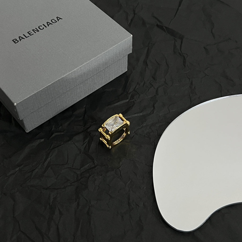 Balenciaga Crystal 18K Gold Ring product image 6, provided for visual reference and product detail review
