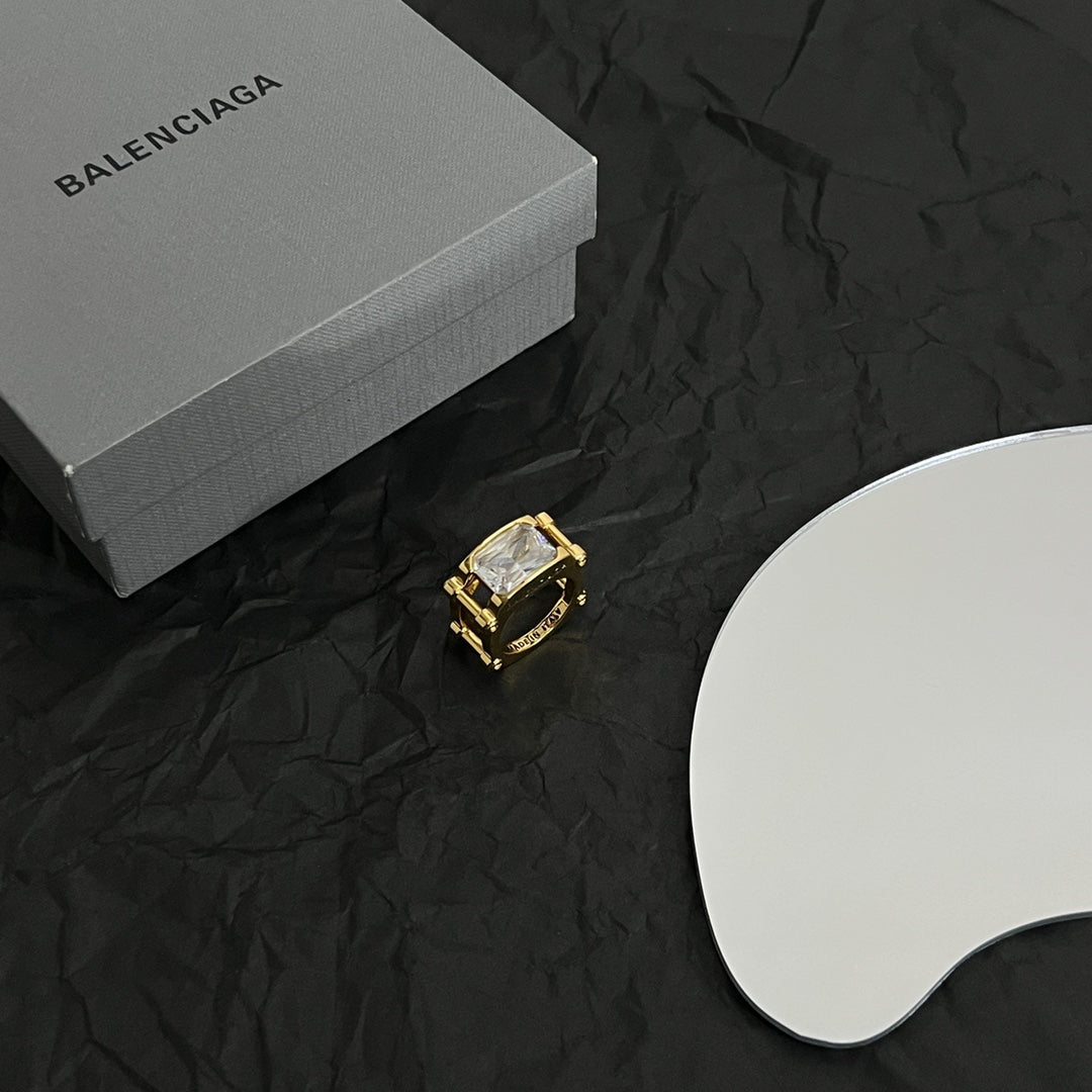 Balenciaga Crystal 18K Gold Ring product image 6, provided for visual reference and product detail review