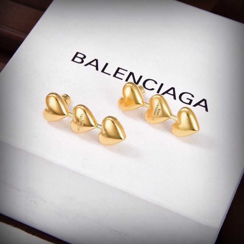 Balenciaga Three Heart Gold 18K Gold Earrings product image 5, provided for visual reference and product detail review