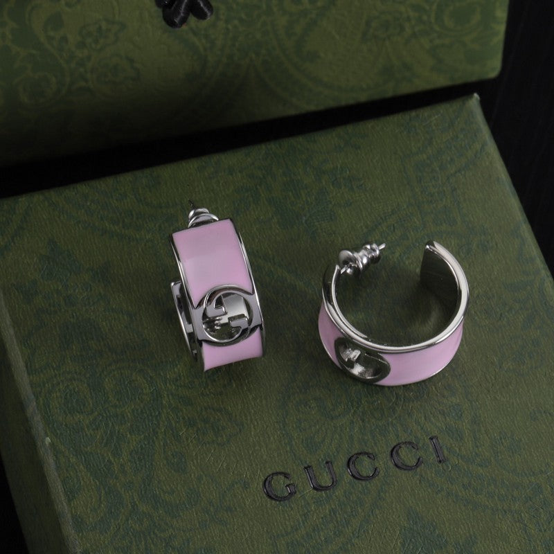Gucci Double Color Enamel 18K Gold Earrings product image 5, provided for visual reference and product detail review