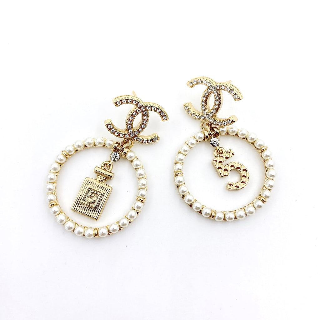 Chanel No.5 Perfume Bottle 18K Gold Earrings product image 1, provided for visual reference and product detail review