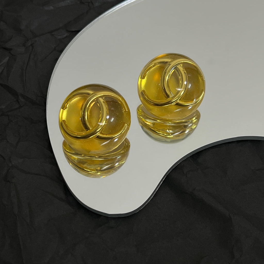 Chanel Vintage Yellow Crystal 18K Gold Earrings product image 2, provided for visual reference and product detail review