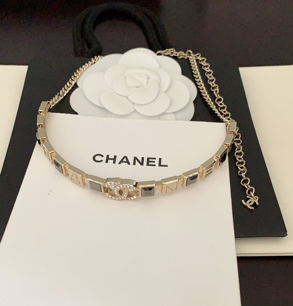 Chanel Gray Crystals 18K Gold Necklace product image 5, provided for visual reference and product detail review