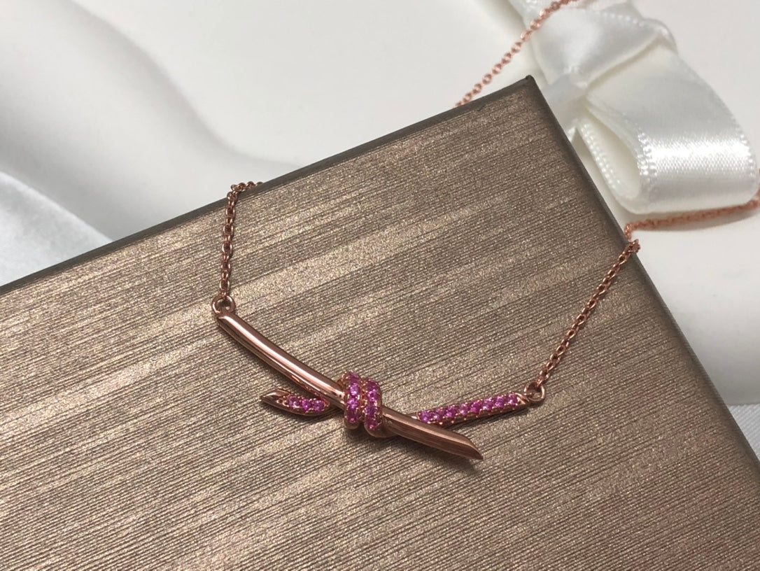 Tiffany Knot Pendant Diamond 18K Gold Necklace product image 7, provided for visual reference and product detail review