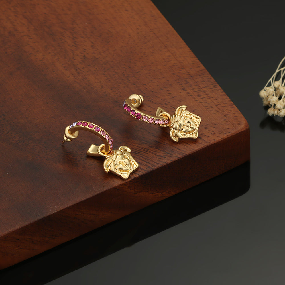 Ver Pink Crystals 18K Gold Earrings product image 5, provided for visual reference and product detail review