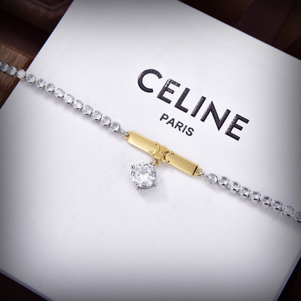 Celine Celine Line Diamonds 18K Gold Necklace product image 5, provided for visual reference and product detail review