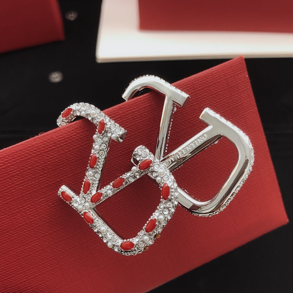 Valentino Red Crystal 18K Gold Earrings product image 5, provided for visual reference and product detail review
