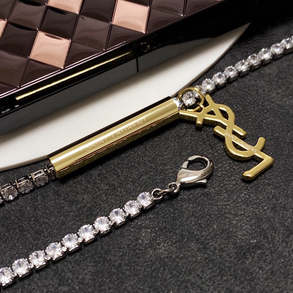 YSL Chain Diamond 18K Gold Necklace product image 5, provided for visual reference and product detail review