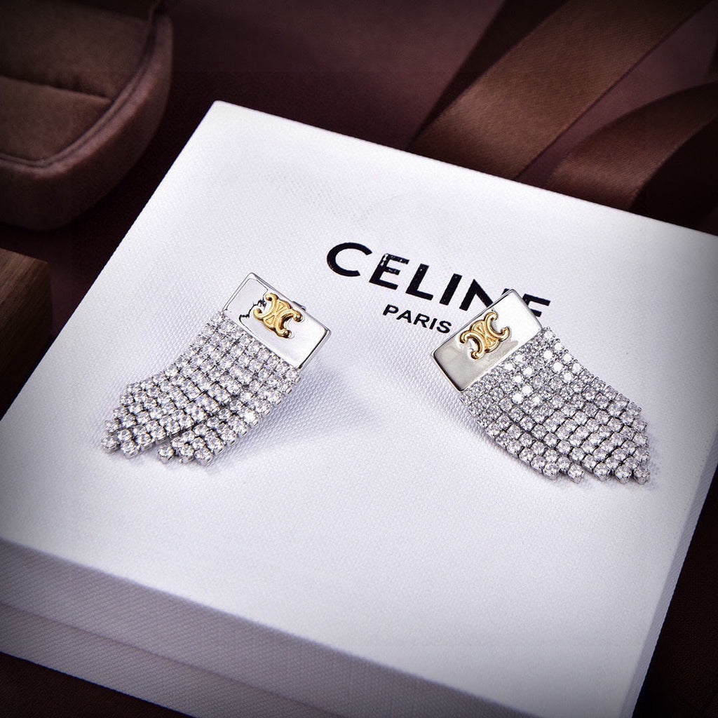 Celine Diamonds Tassel 18K Gold Earrings product image 3, provided for visual reference and product detail review