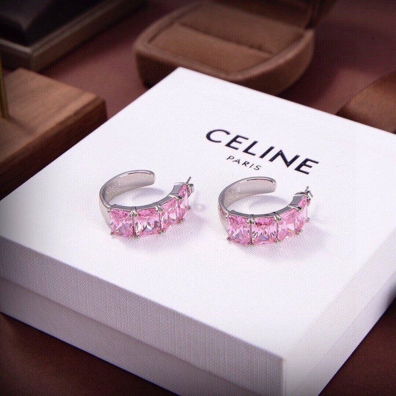 Celine Pink Crystal 18K Gold Earrings product image 4, provided for visual reference and product detail review