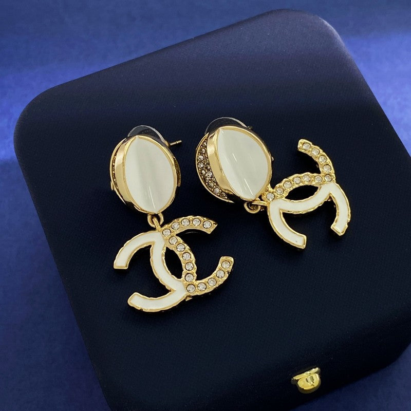 Chanel Half Diamond 18K Gold Earrings product image 5, provided for visual reference and product detail review