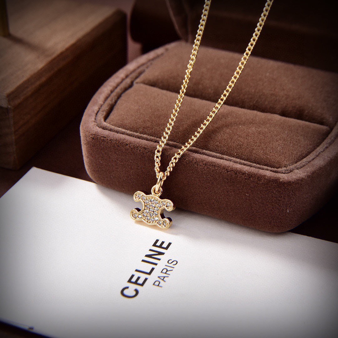 Celine Rhinestone 18K Gold Earrings product image 8, provided for visual reference and product detail review