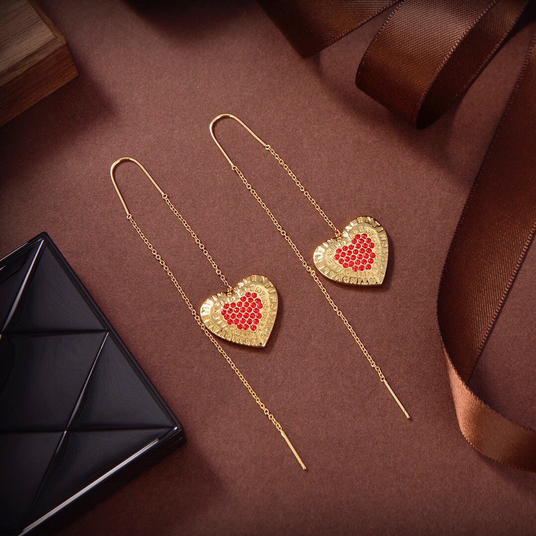 Valentino Red Heart 18K Gold Earrings product image 4, provided for visual reference and product detail review