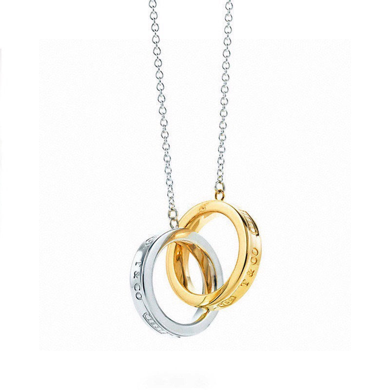 Tiffany 1837 Interlocking Circles Pendant 18K Gold Necklace product image 1, provided for visual reference and product