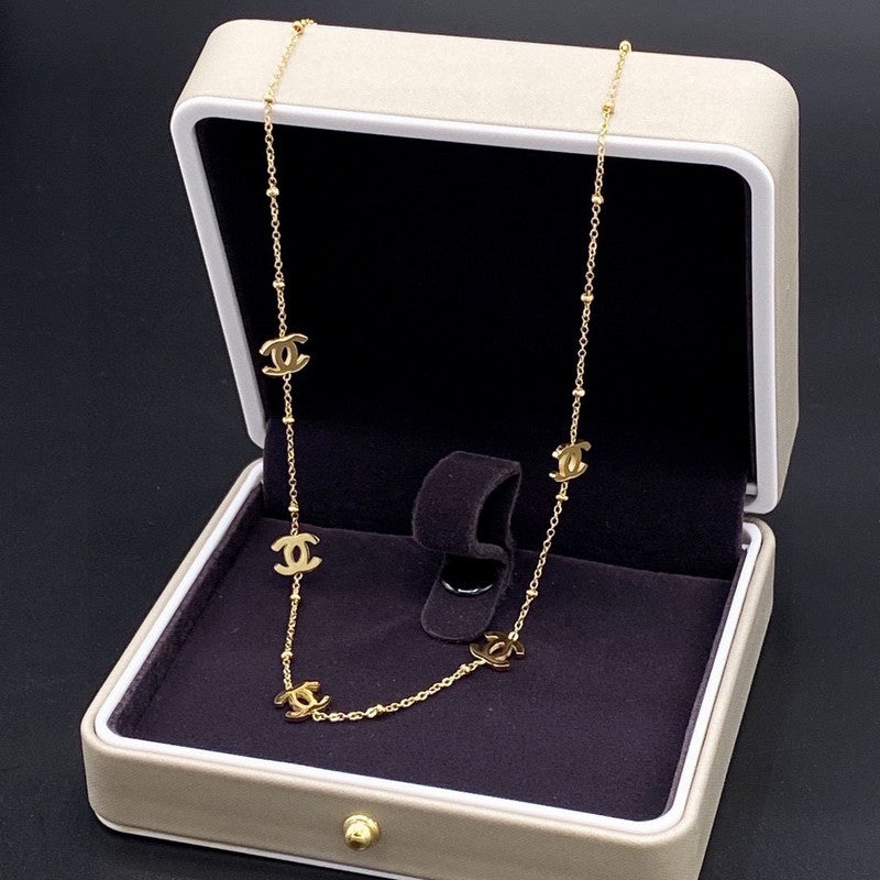 Chanel Small Logo Gold 18K Gold Necklace product image 3, provided for visual reference and product detail review
