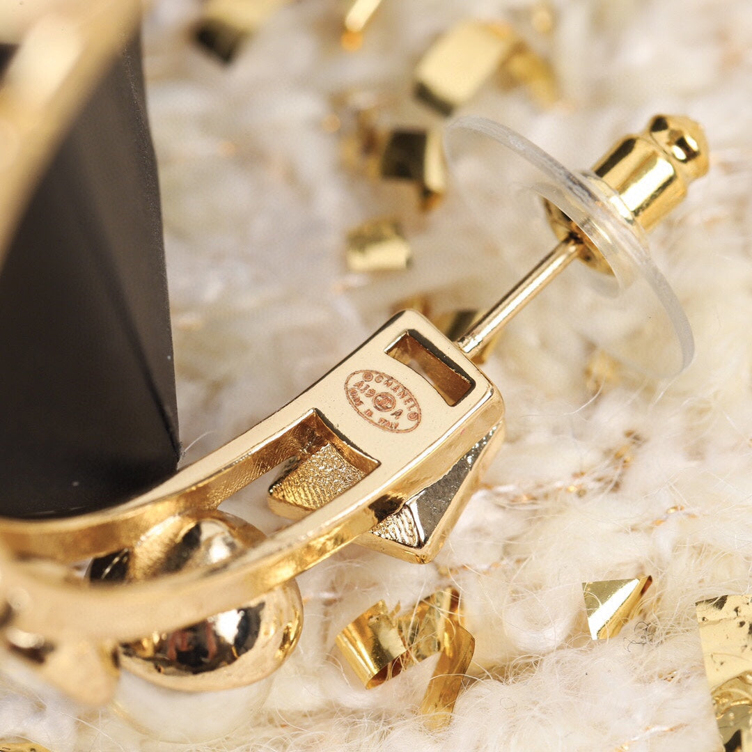 Chanel Pearl Crystal 18K Gold Earrings product image 6, provided for visual reference and product detail review