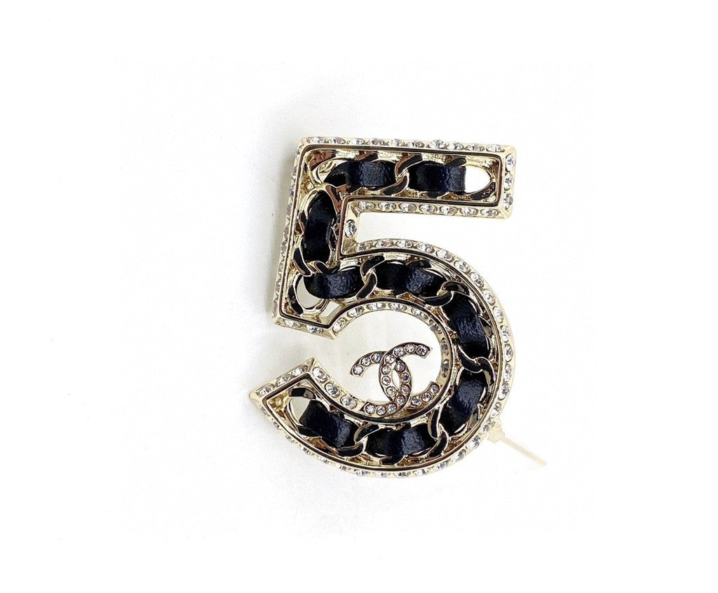 Chanel No.5 Strass 18K Gold Brooch product image 5, provided for visual reference and product detail review