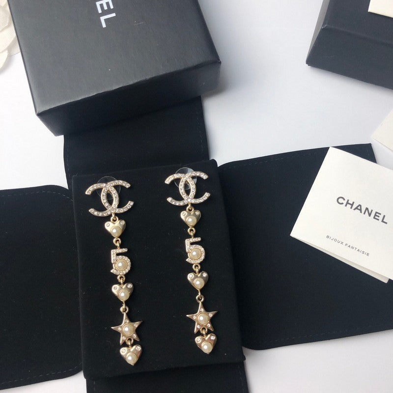Chanel No.5 Long 18K Gold Earrings product image 6, provided for visual reference and product detail review
