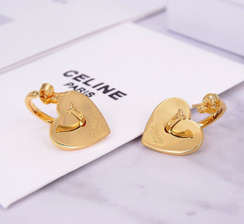 Celine Red Heart 18K Gold Earrings product image 4, provided for visual reference and product detail review