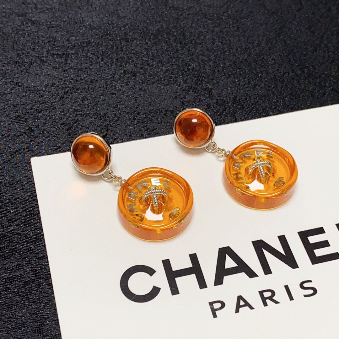 Chanel Orange Pendant 18K Gold Earrings product image 7, provided for visual reference and product detail review