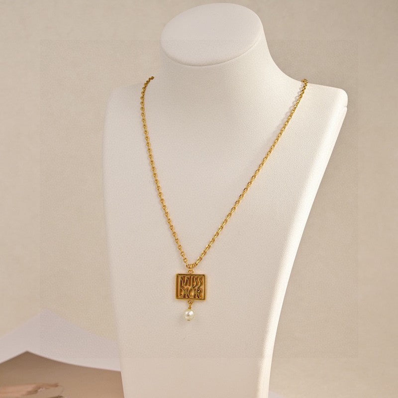 Dior Square 18K Gold Necklace product image 2, provided for visual reference and product detail review