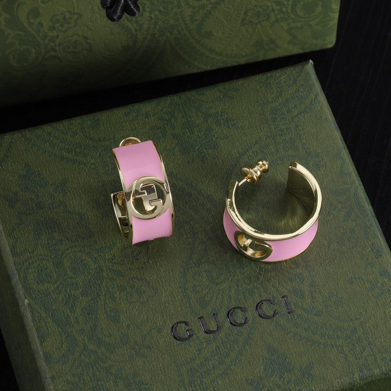 Gucci Double Color Enamel 18K Gold Earrings product image 6, provided for visual reference and product detail review