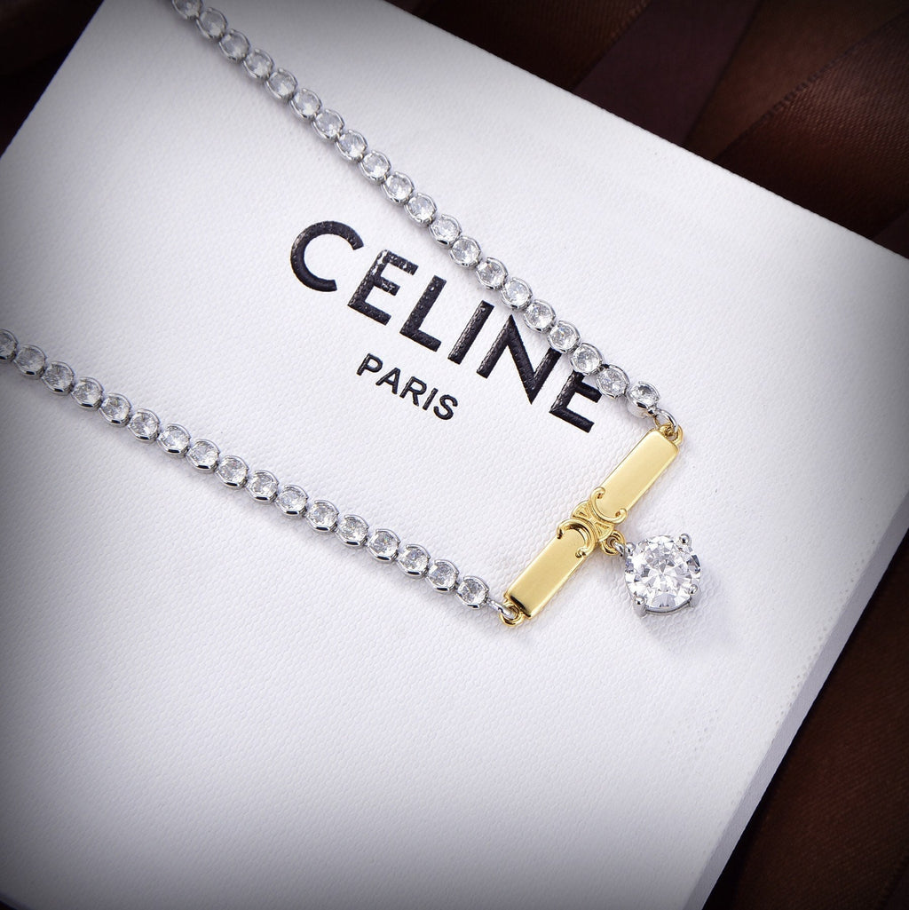 Celine Celine Line Diamonds 18K Gold Necklace product image 6, provided for visual reference and product detail review