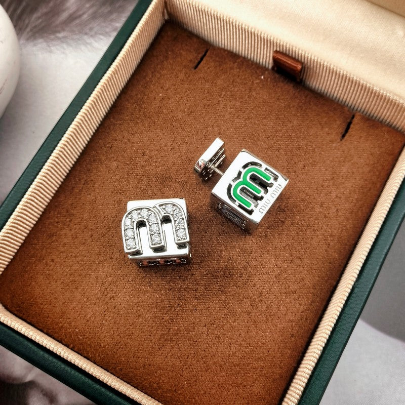 Miu Green & Yellow Cube 18K Gold Earrings product image 6, provided for visual reference and product detail review