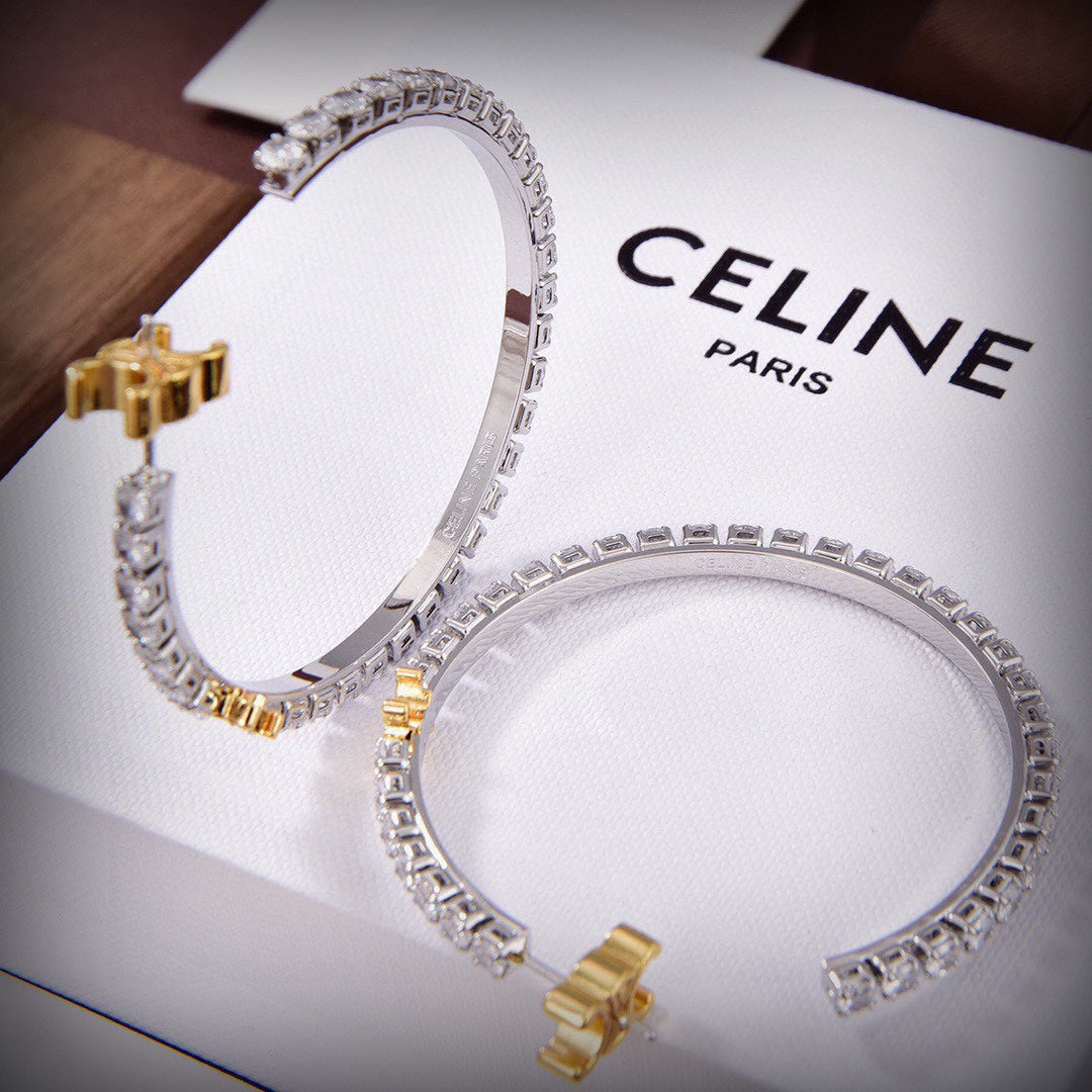 Celine Diamonds Hoops 18K Gold Earrings product image 6, provided for visual reference and product detail review